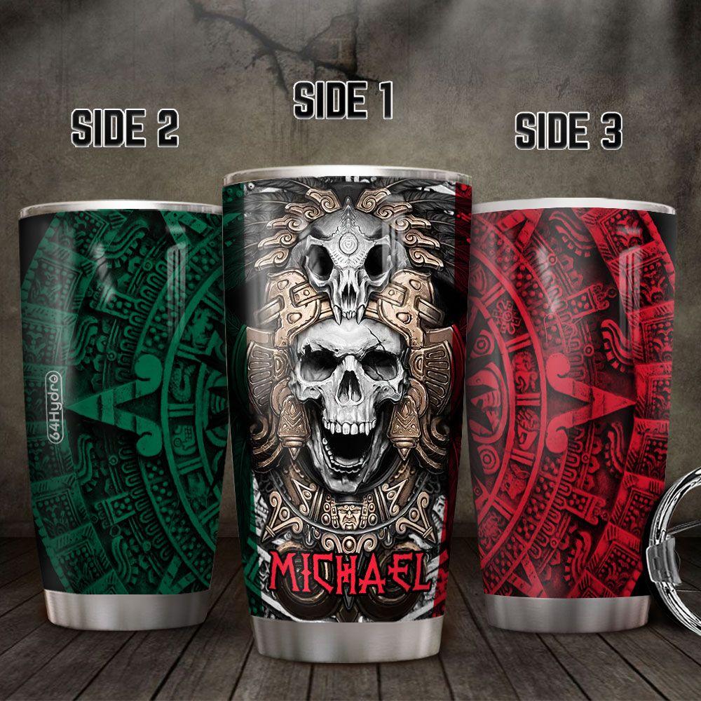 Personalized Mexico Aztec Skull Stainless Steel Tumbler