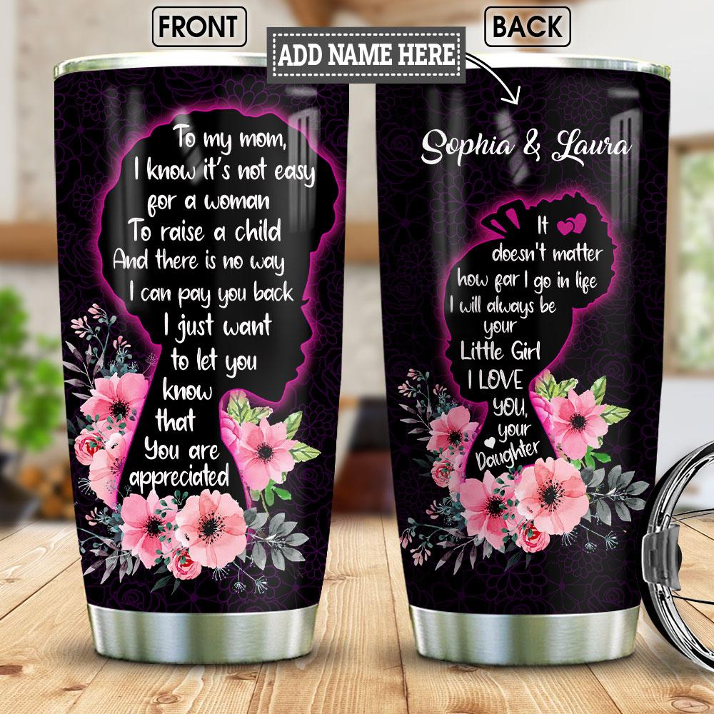 Personalized Mom Black Women Stainless Steel Tumbler