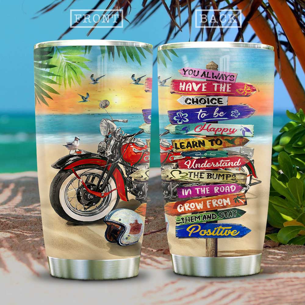 Personalized Motorcycle Beach Stainless Steel Tumbler