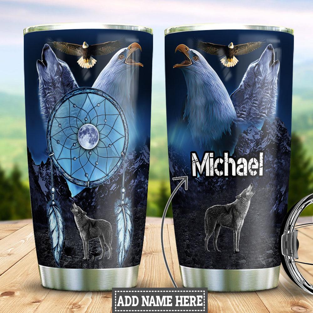 Personalized Native American Wolf Eagle Stainless Steel Tumbler