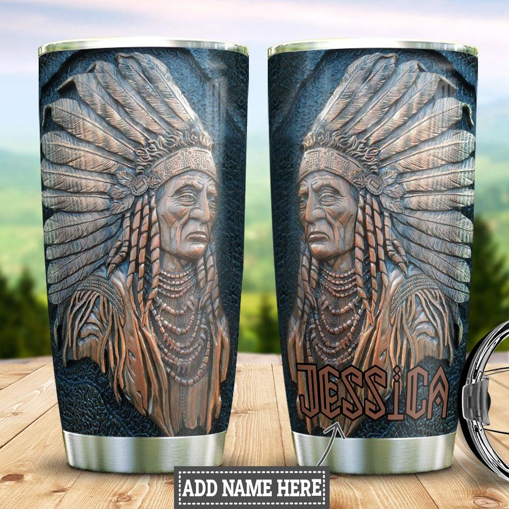 Personalized Native American Wood Style Stainless Steel Tumbler