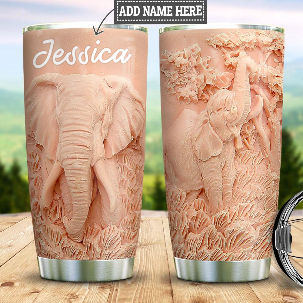 Personalized Pink Elephant Stainless Steel Tumbler