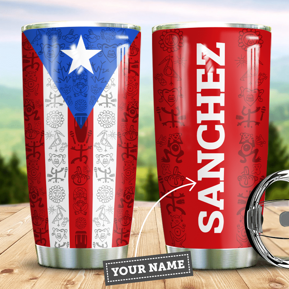 Personalized Puerto Rico Flag Stainless Steel Tumbler