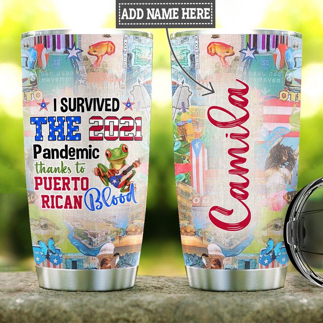 Personalized Puerto Rico Survive During Pandemic Stainless Steel Tumbler