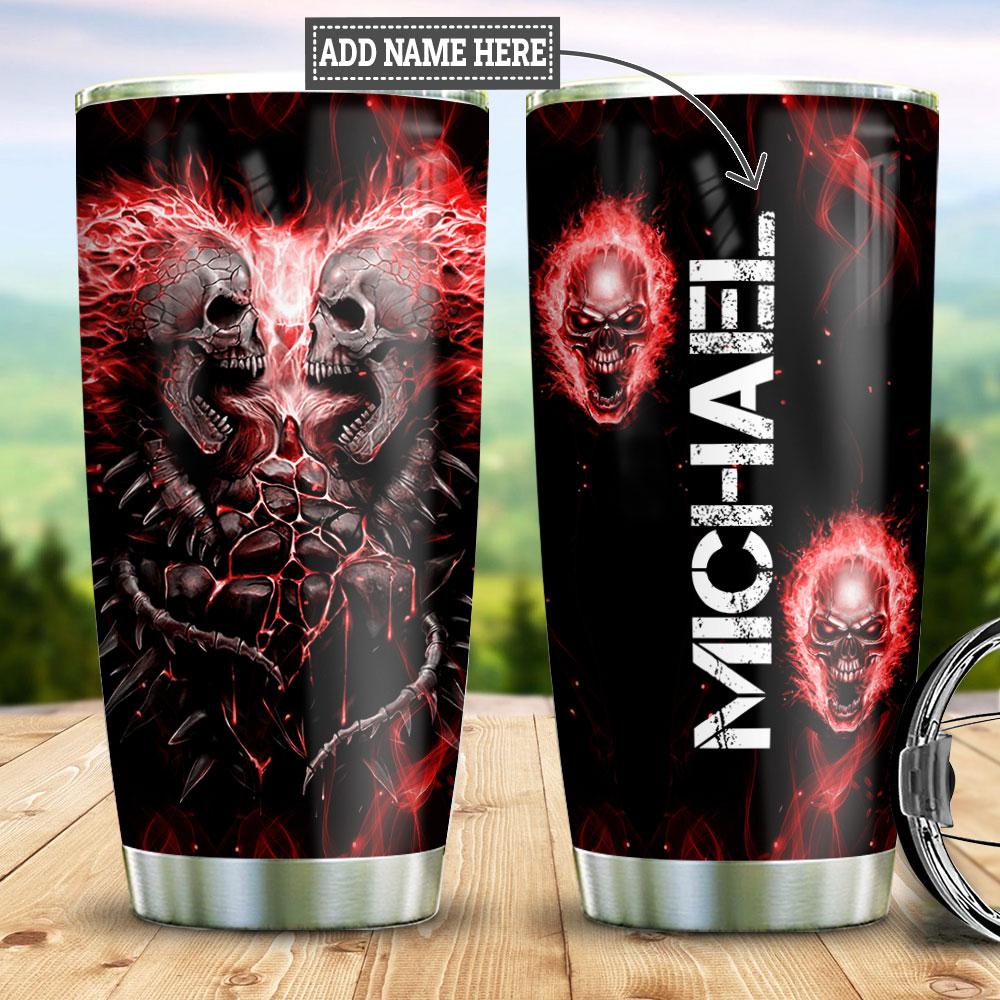 Personalized Red Skull Stainless Steel Tumbler