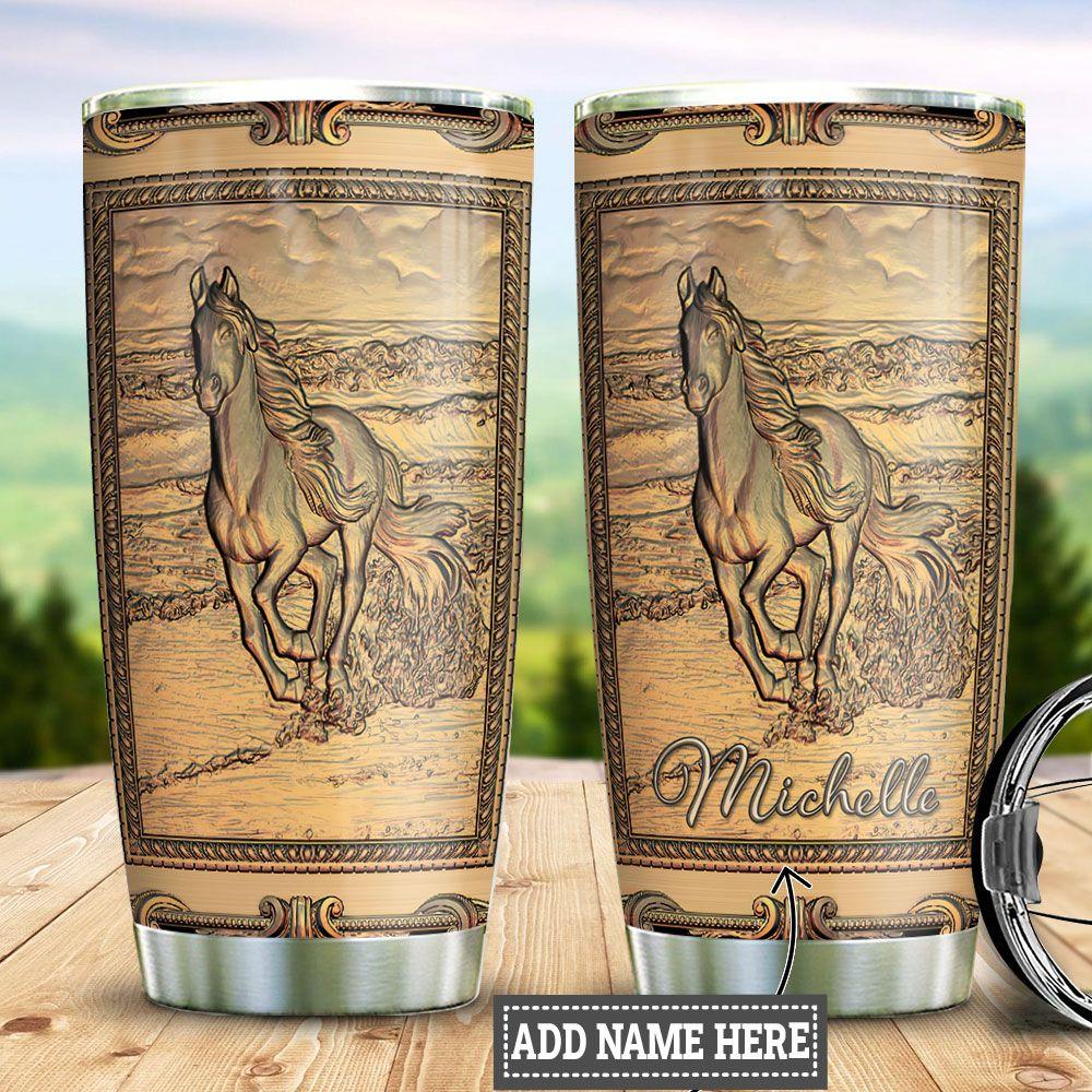 Personalized Running Horse Bronze Style Stainless Steel Tumbler