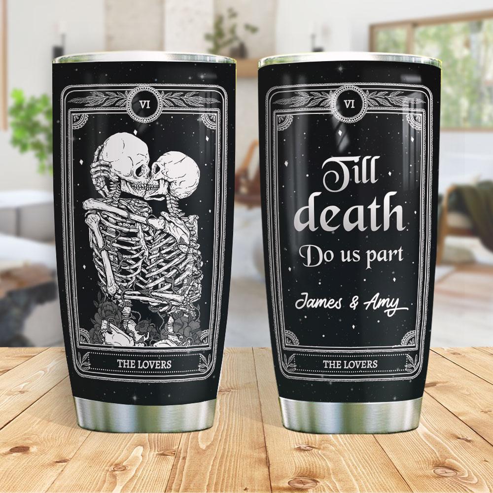 Personalized Skull Couple Fortune Tarot Card Stainless Steel Tumbler