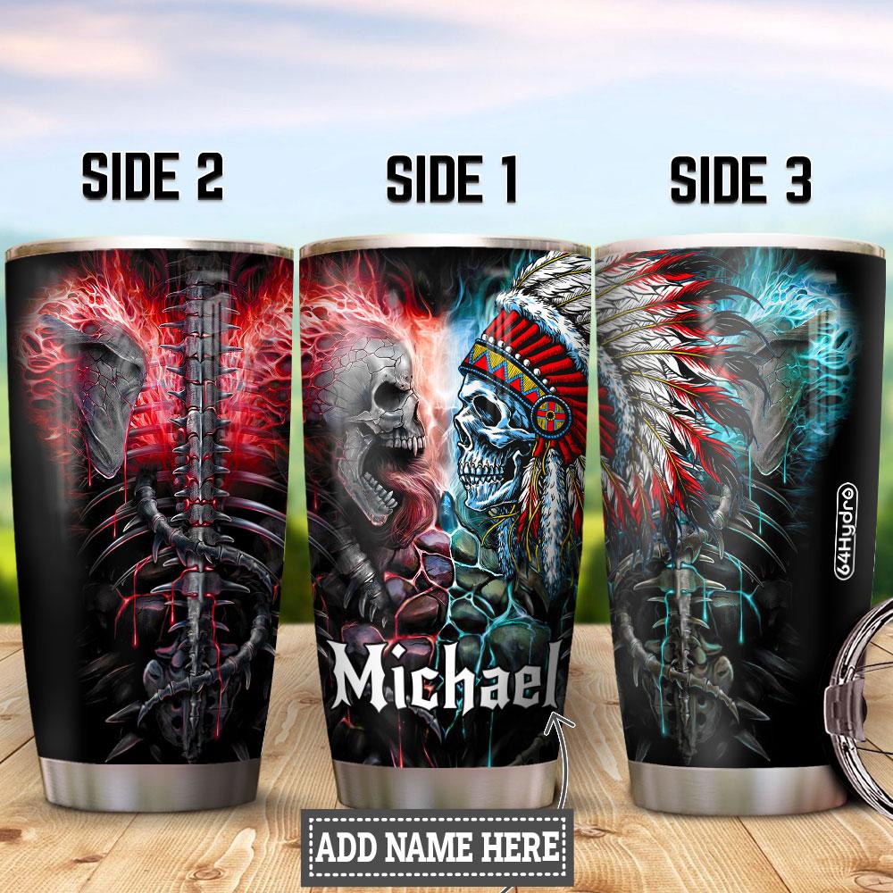 Personalized Skull Face To Face Stainless Steel Tumbler