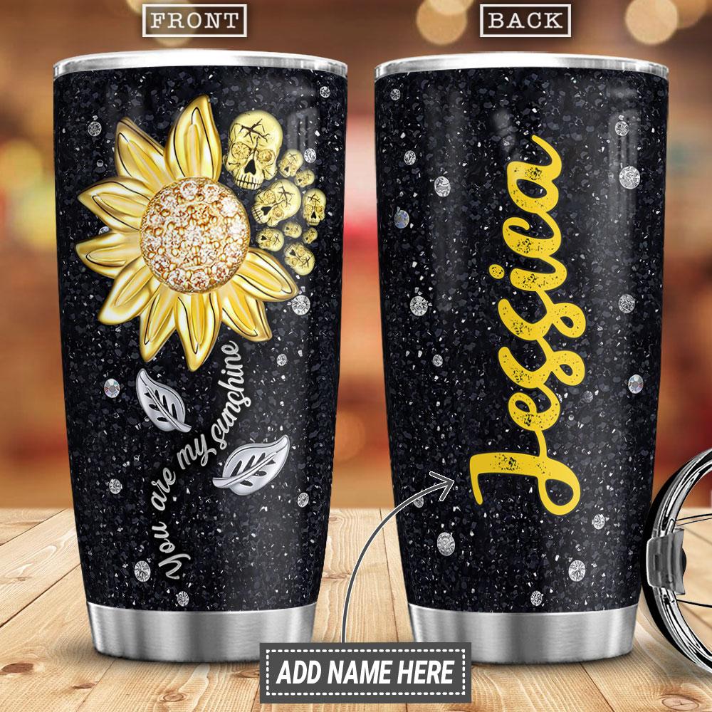 Personalized Skull Sunflower Sunshine Jewelry Style Stainless Steel Tumbler