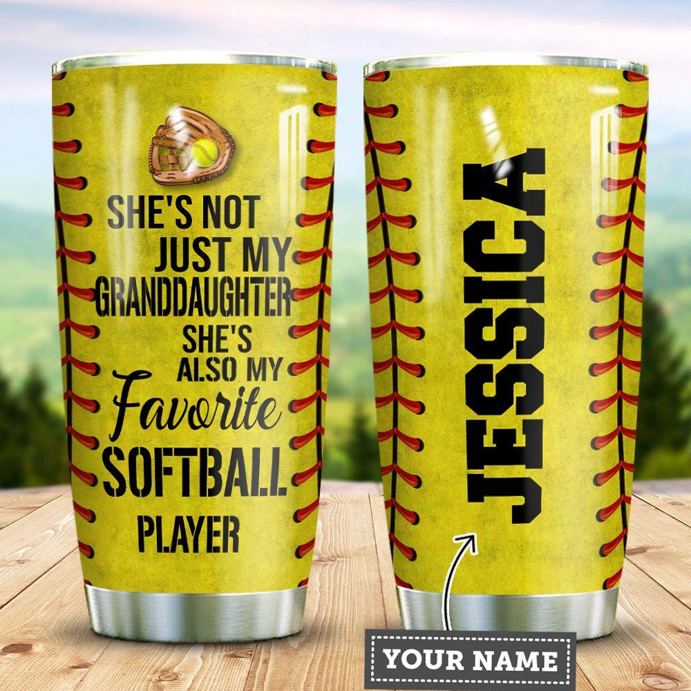 Personalized Softball To My Granddaughter Stainless Steel Tumbler