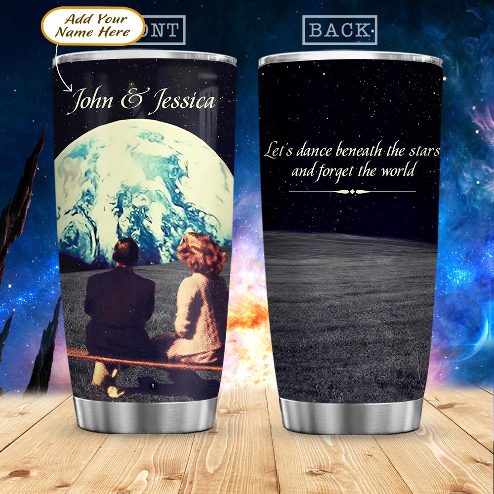 Personalized Space Couples Stainless Steel Tumbler
