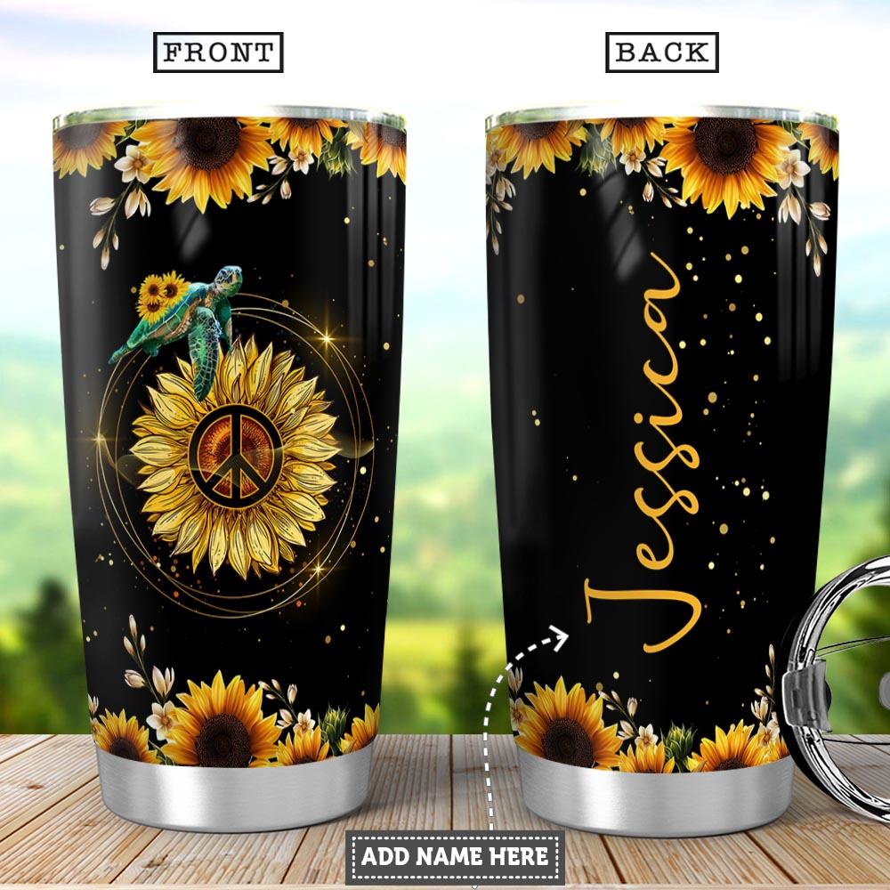 Personalized Sunflower Turtle Stainless Steel Tumbler
