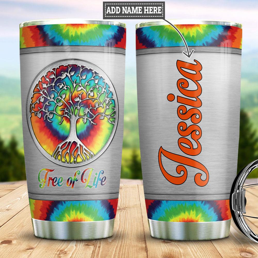Personalized Tree Of Life Hippie Metal Style Stainless Steel Tumbler