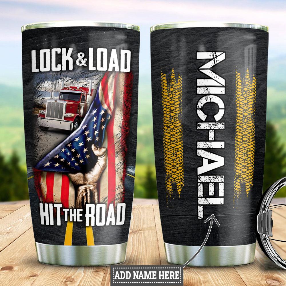 Personalized Trucker Hit The Road Stainless Steel Tumbler