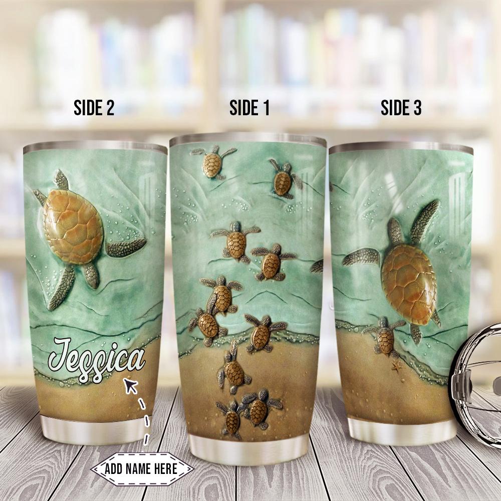 Personalized Turtle Ceramic Style Stainless Steel Tumbler