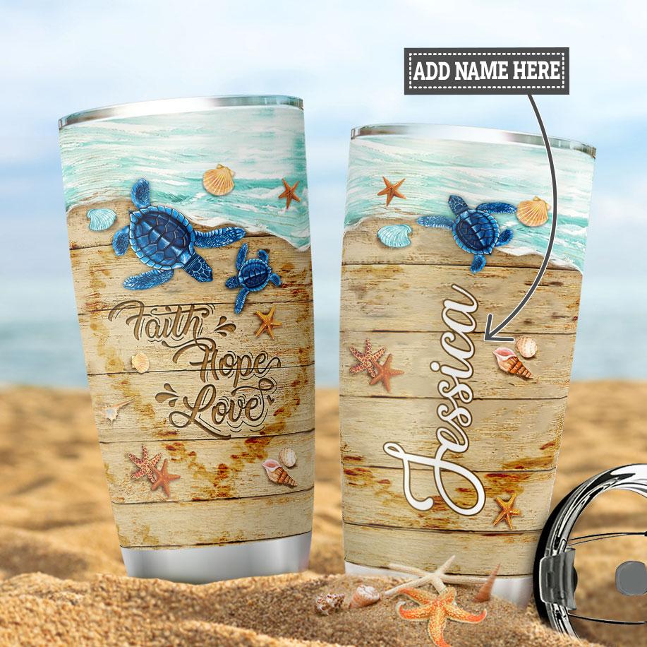 Personalized Turtle Faith Hope Love Stainless Steel Tumbler