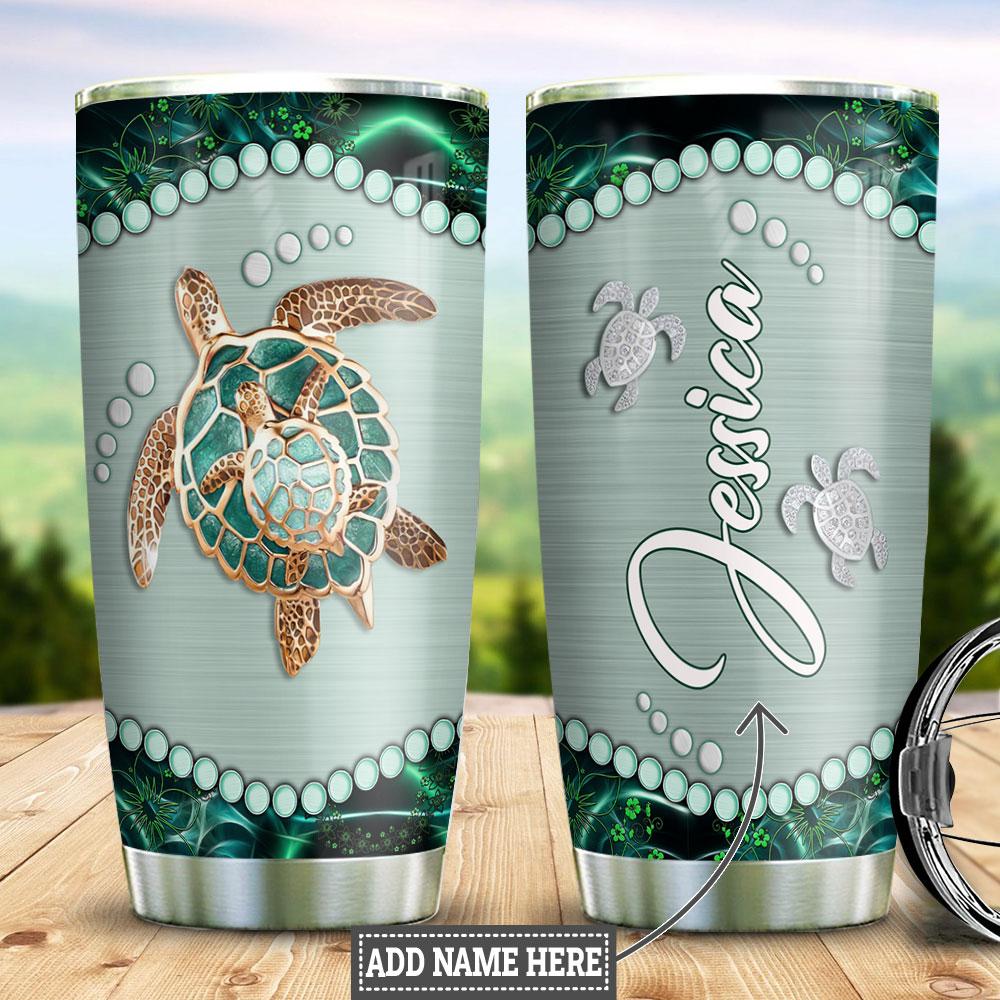 Personalized Turtle Mom And Baby Stainless Steel Tumbler