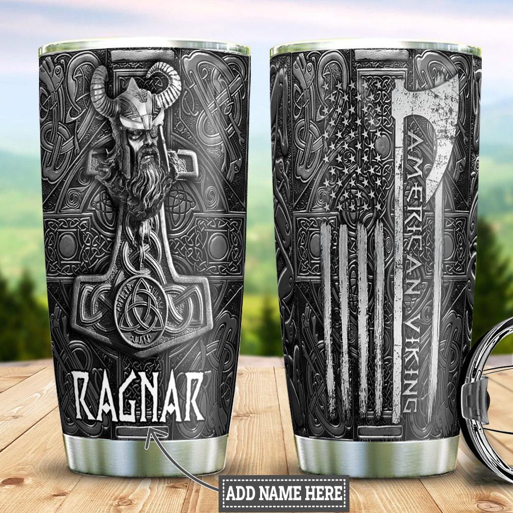 Personalized Viking Odin American Metal Style Stainless Steel Tumbler