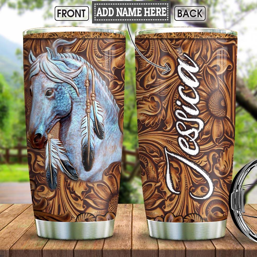 Personalized White Horse Stainless Steel Tumbler