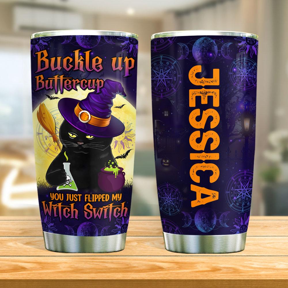 Personalized Witch Black Cat Stainless Steel Tumbler