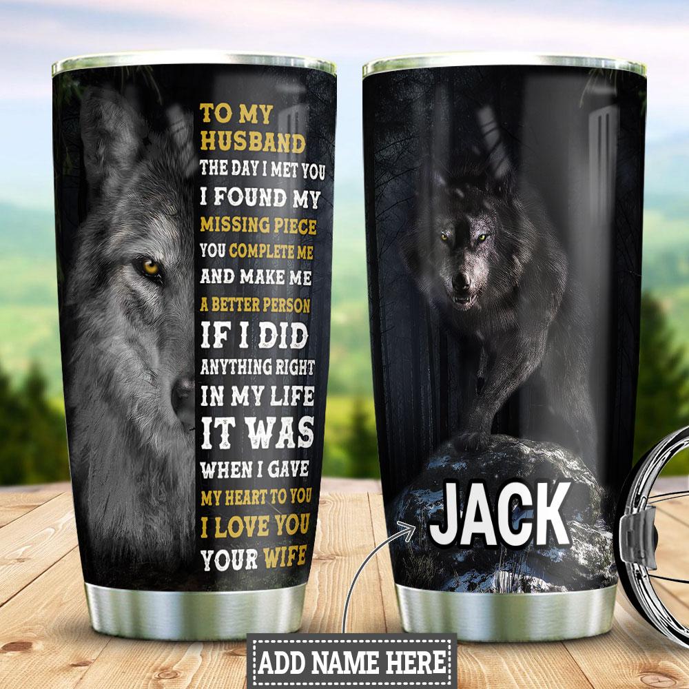 Personalized Wolf To My Husband Stainless Steel Tumbler