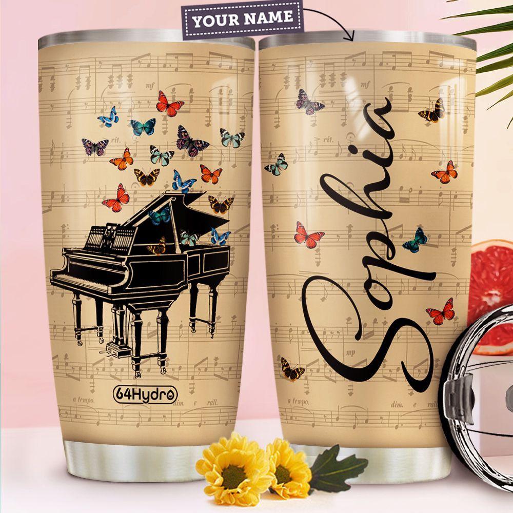 Piano Butterfly Personalized Stainless Steel Tumbler
