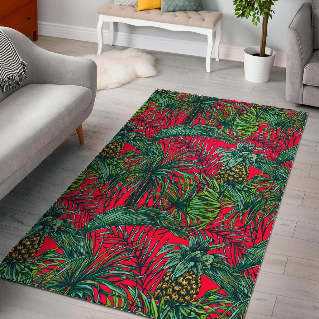 Pineapple Leaves Hawaii Pattern Print Area Rug Floor Decor