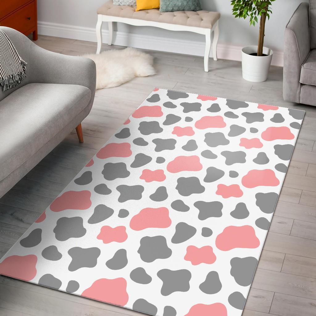 Pink Grey And White Cow Print Area Rug Floor Decor