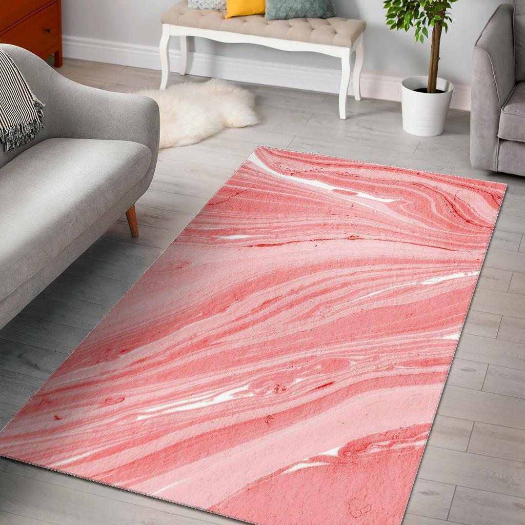 Pink Liquid Marble Print Area Rug Floor Decor
