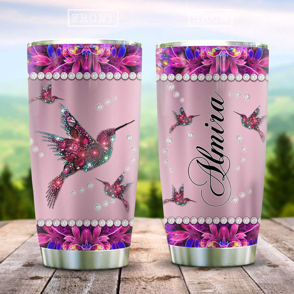 Pink Metal Style Jewelry Hummingbird Personalized Stainless Steel Tumbler