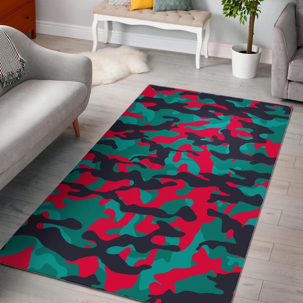 Pink Teal And Black Camouflage Print Area Rug Floor Decor