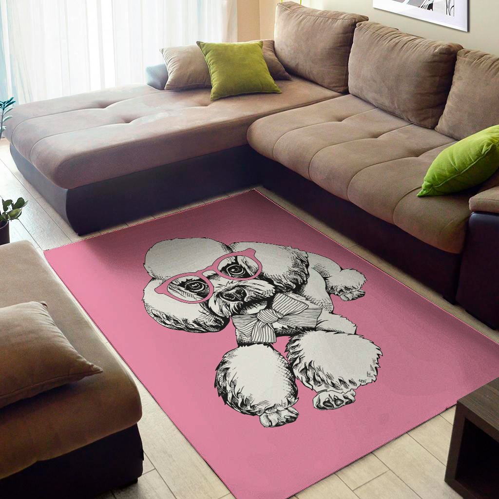 Poodle With Glasses Print Area Rug Floor Decor