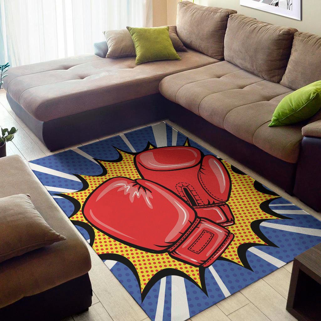 Pop Art Boxing Gloves Print Area Rug Floor Decor