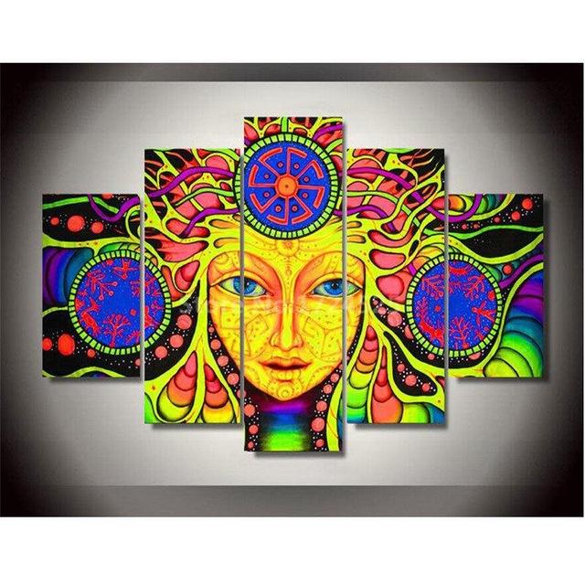 Psychadelic Mandala - Abstract 5 Panel Canvas Art Wall Decor