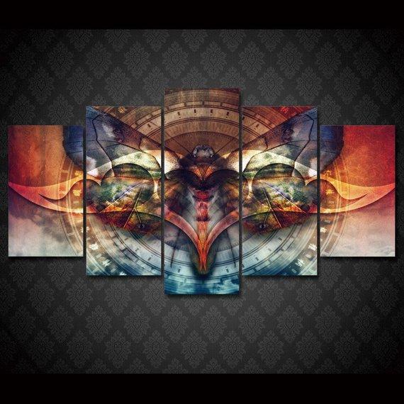 Psychedelic Butterfly 1 - Abstract Animal 5 Panel Canvas Art Wall Decor