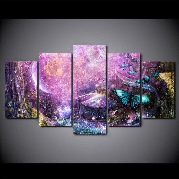 Psychedelic Light Psychedelic - Abstract Animal 5 Panel Canvas Art Wall Decor