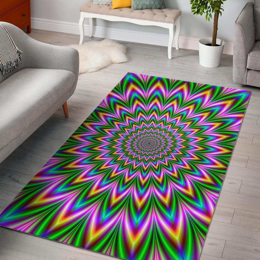 Psychedelic Radiant Optical Illusion Area Rug Floor Decor