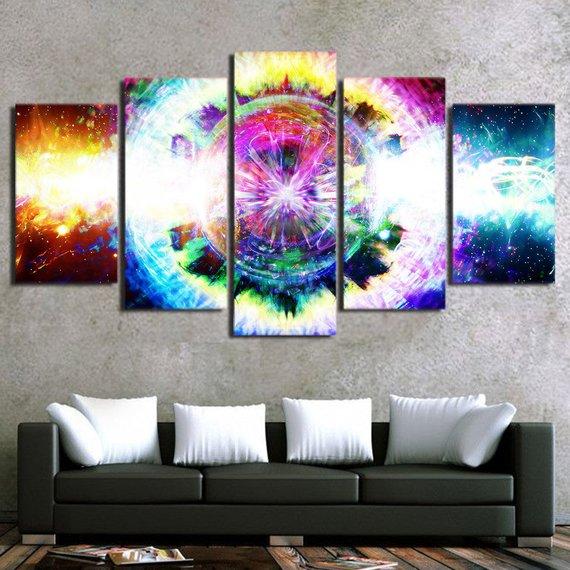 Psychedelic Space - Abstract 5 Panel Canvas Art Wall Decor