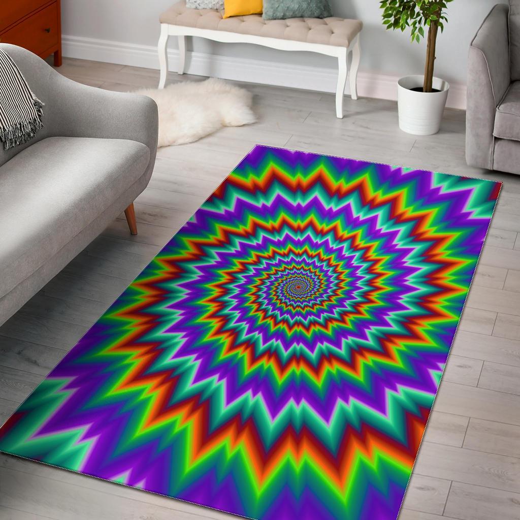 Psychedelic Spiral Optical Illusion Area Rug Floor Decor