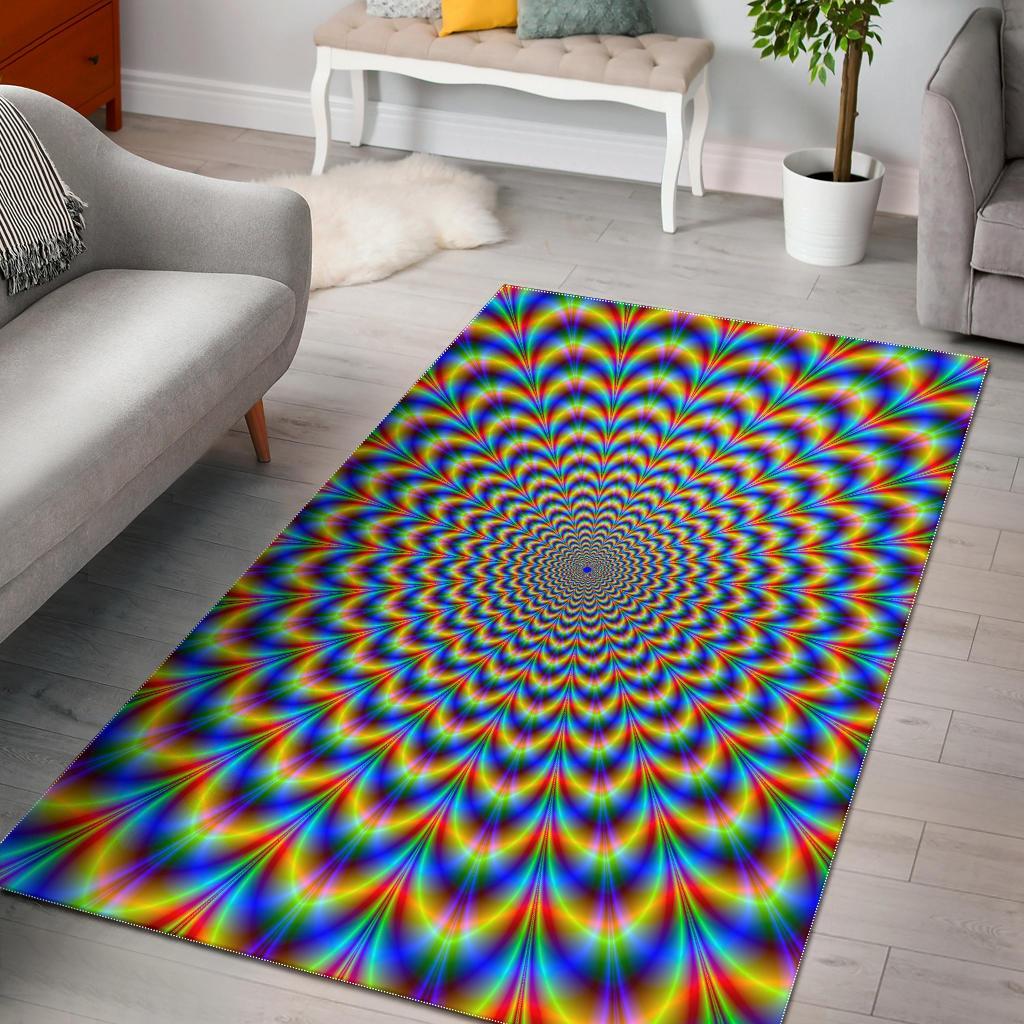 Psychedelic Wave Optical Illusion Area Rug Floor Decor