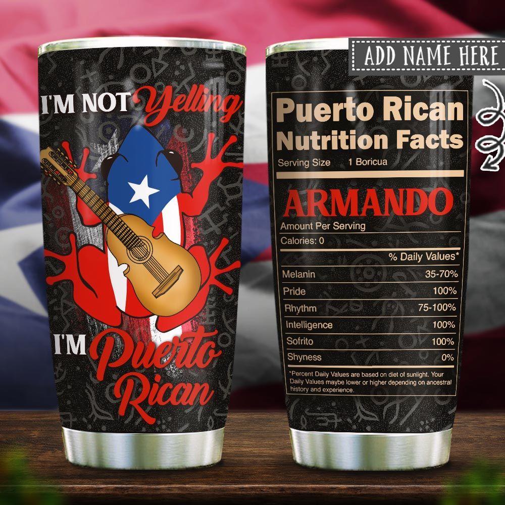 Puerto Rican Not Yelling Nutrition Facts Personalized Stainless Steel Tumbler