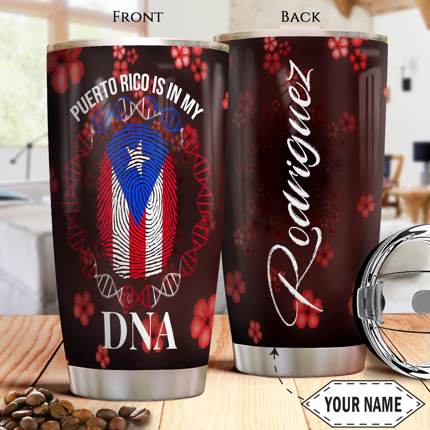 Puerto Rico DNA Personalized Stainless Steel Tumbler