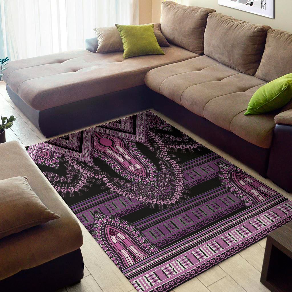 Purple And Black African Dashiki Print Area Rug Floor Decor