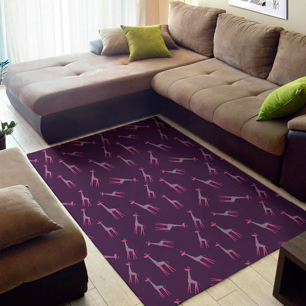 Purple And Teal Giraffe Pattern Print Area Rug Floor Decor