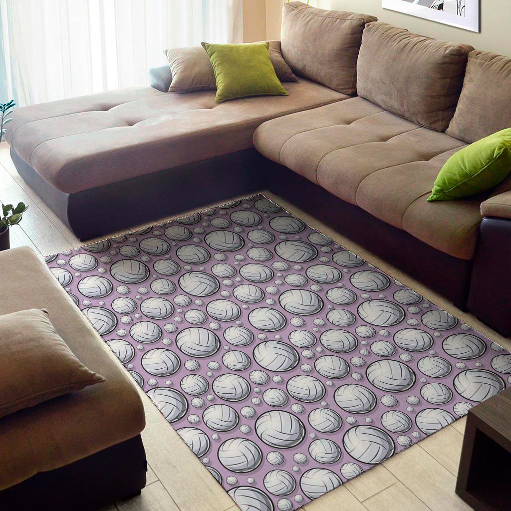 Purple And White Volleyball Print Area Rug Floor Decor