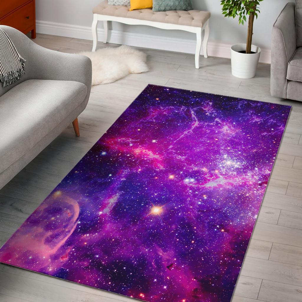 Purple Bursting Galaxy Space Print Area Rug Floor Decor