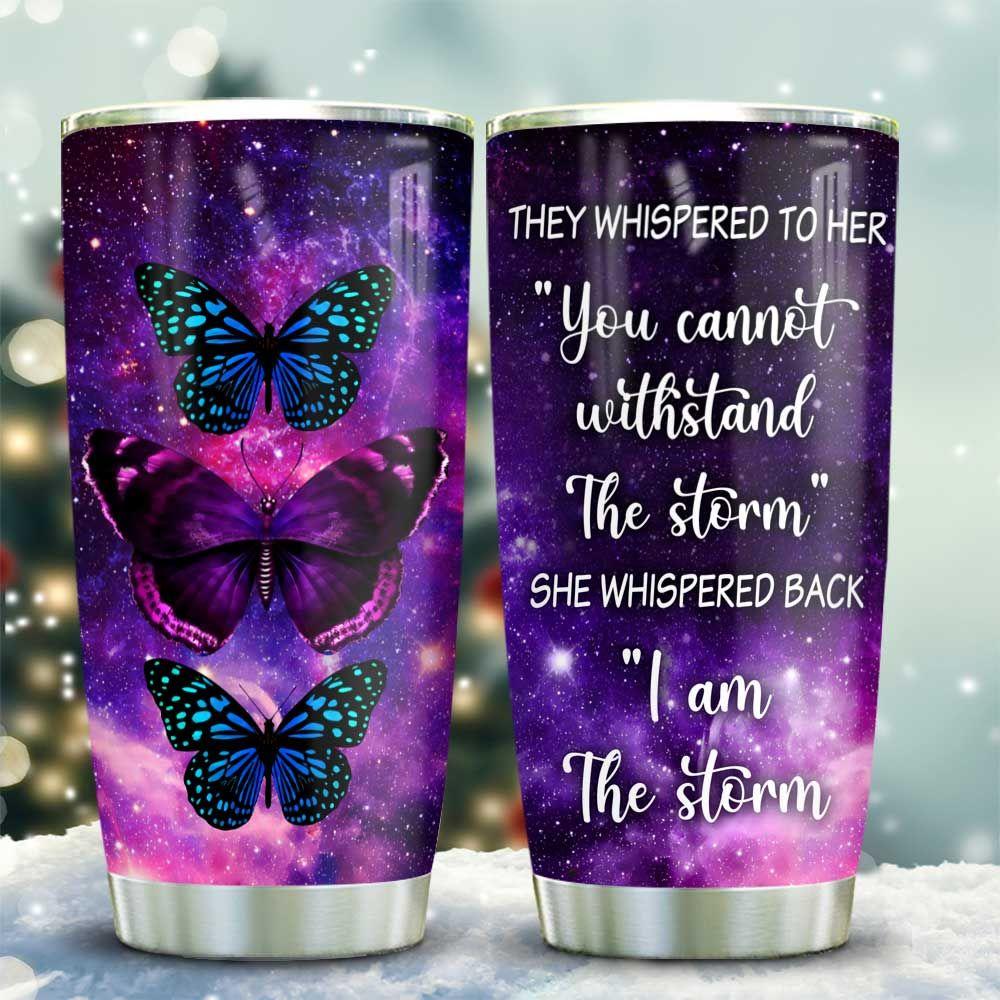 Purple Butterfly Storm Stainless Steel Tumbler