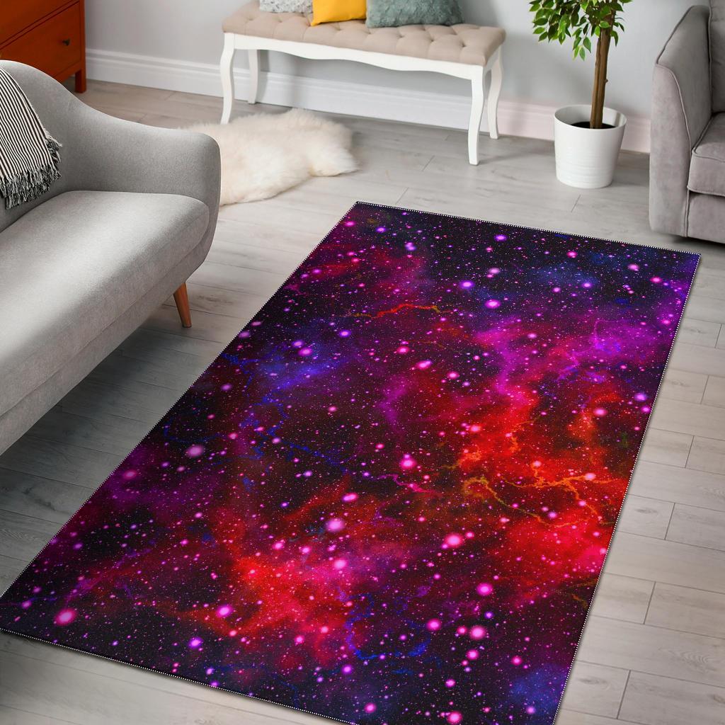 Purple Dark Galaxy Space Print Area Rug Floor Decor