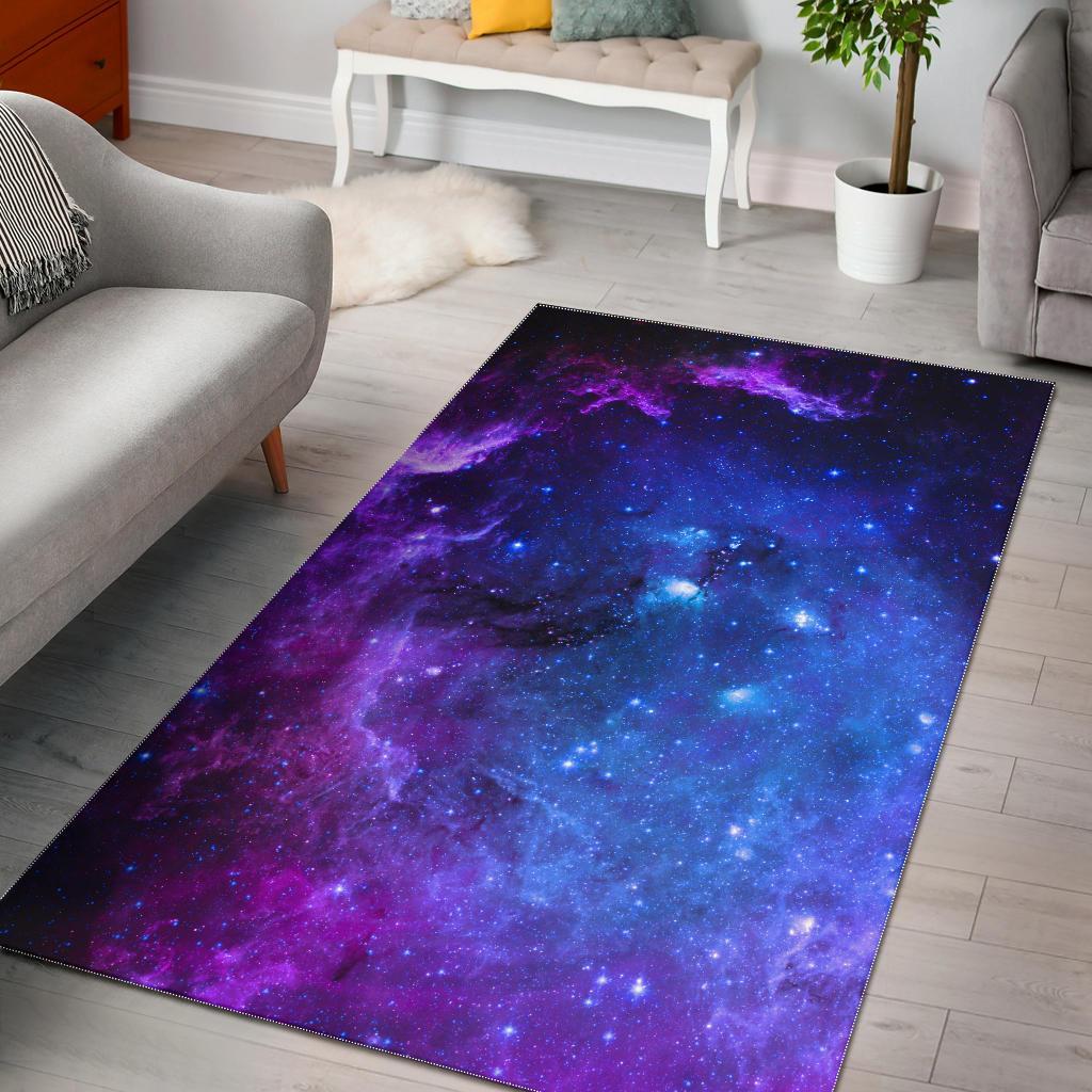 Purple Galaxy Space Blue Starfield Print Area Rug Floor Decor