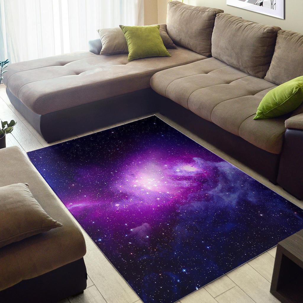 Purple Starfield Galaxy Space Print Area Rug Floor Decor